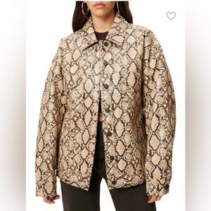 Good American Oversized Faux Python Trucker Jacket